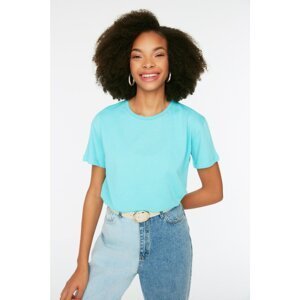 Trendyol Mint Printed Semi-fitted Knitted T-Shirt