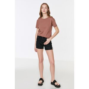 Trendyol Brown Printed Semifitted Knitted T-Shirt