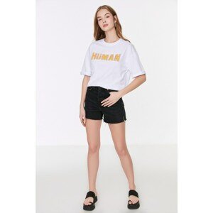Trendyol White Printed Loose Knitted T-Shirt