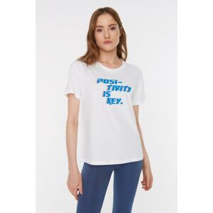 Trendyol White Printed Semifitted Knitted T-Shirt