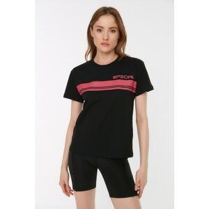 Trendyol Black Printed Semi-Fitted Sports T-Shirt