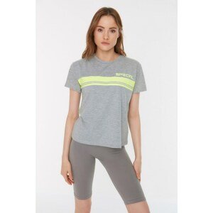 Trendyol Gray Printed Semi-Fitted Sports T-Shirt