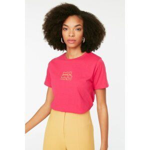 Trendyol Pink Printed Basic Knitted T-Shirt