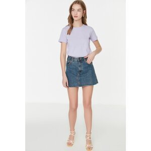 Trendyol Lilac Back Printed Basic Knitted T-Shirt