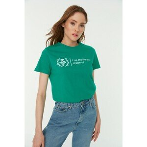 Trendyol Green Printed Basic Knitted T-Shirt