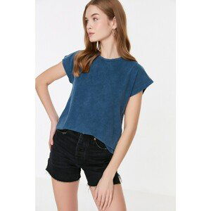 Trendyol Indigo Washed Basic Knitted T-Shirt