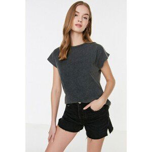 Trendyol Anthracite Washed Basic Knitted T-Shirt