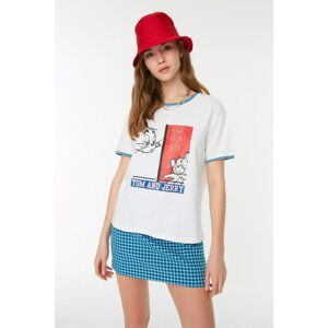 Trendyol White Tom and Jerry Licensed Basic Knitted T-Shirt