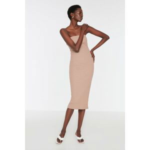 Trendyol Mink Midi Ribbed Bodycon Knitted Dress