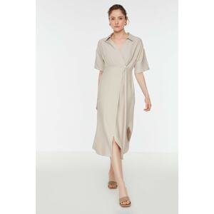 Trendyol Stone Double Breasted Collar Dress