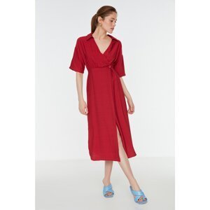 Trendyol Red Double Breasted Collar Dress