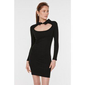 Trendyol Black Cutout Detailed Mini Knitted Dress