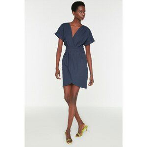 Trendyol Navy Blue Double Breasted Collar Dress