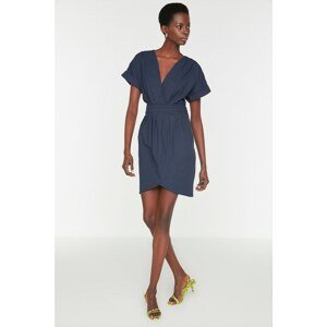 Trendyol Navy Blue Double Breasted Collar Dress