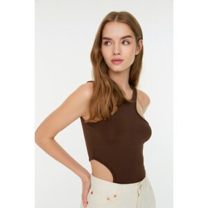 Trendyol Brown Cut Out Detailed Knitted Body with Snap fastener