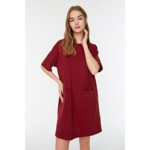 Trendyol Claret Red Pocket Detailed Knitted Dress