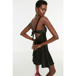 Trendyol Black Low Back Satin Dress