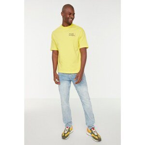 Trendyol Yellow Men's Relaxed Fit Crew Neck Short Sleeve Printed T-Shirt