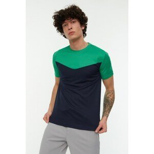 Trendyol Green Men's Slim Fit Short Sleeved Crew Neck Technical Fabric Paneled Sport T-Shirt