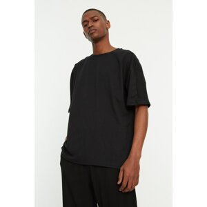 Trendyol Black Men's Relaxed Fit Short Sleeve Crew Neck Paneled T-Shirt