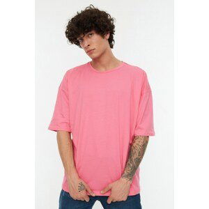 Trendyol Pink Men's Basic 100% Cotton Crew Neck Oversize Short Sleeved T-Shirt