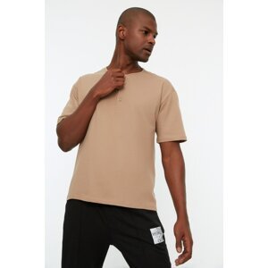 Trendyol Beige Men's Relaxed Fit Crew Neck Short Sleeve T-Shirt