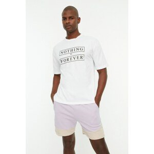 Trendyol White Men's Relaxed Fit Crew Neck Short Sleeve Slogan Printed T-Shirt