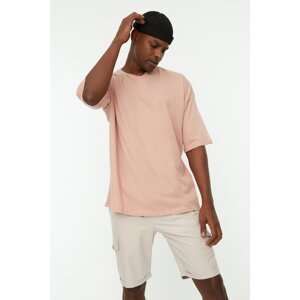 Trendyol Pink Men's Oversize Fit Crew Neck Short Sleeve Printed T-Shirt