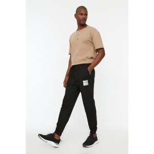 Trendyol Black Men's Regular Fit Ribbed Printed Sweatpants