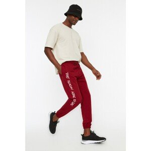 Trendyol Claret Red Men Regular Fit Printed Elastic Leg Sweatpants