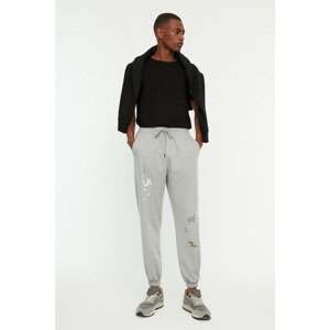 Trendyol Gray Men's Oversize Fit Elastic Pants Printed Sweatpants