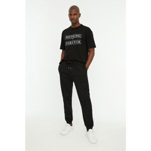 Trendyol Black Men's Regular Fit Rubber Leg Sweatpants