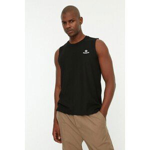 Trendyol Black Men's Slim Fit Sleeveless Embroidered Singlet