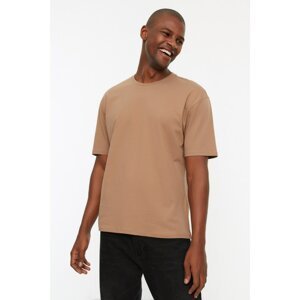 Trendyol Brown Men's Oversize Fit 100% Cotton T-Shirt