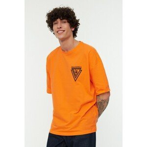 Trendyol Orange Men's Oversize Short Sleeve Printed T-Shirt