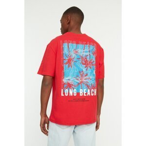 Trendyol Red Men's Oversize Printed T-Shirt