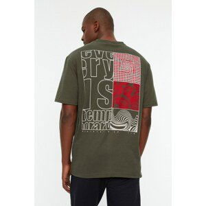 Trendyol Khaki Men's Oversize Fit 100% Cotton Printed T-Shirt