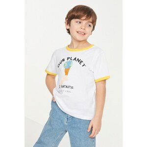 Trendyol White Printed Boy Knitted T-Shirt