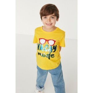 Trendyol Yellow Sequined Boy Knitted T-Shirt