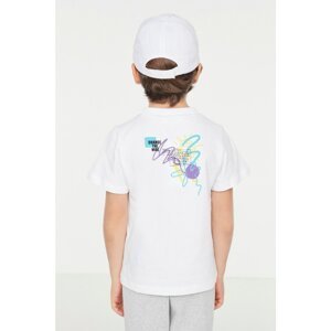 Trendyol White Front and Back Printed Boy Knitted T-Shirt
