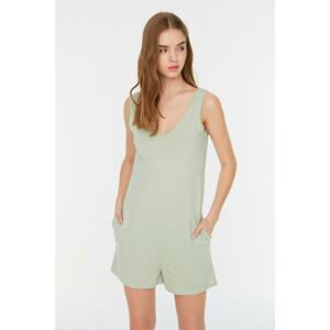 Trendyol Khaki Pocket Detailed Knitted Overalls