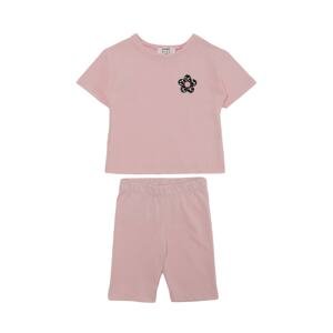 Trendyol Pink Basic Girl Knitted Top-Top Set