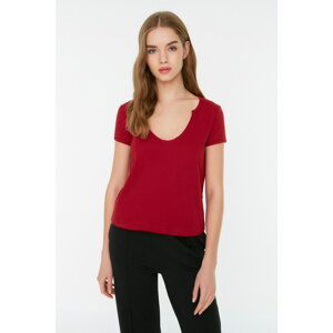 Trendyol Claret Red Crew Neck Crop T-Shirt