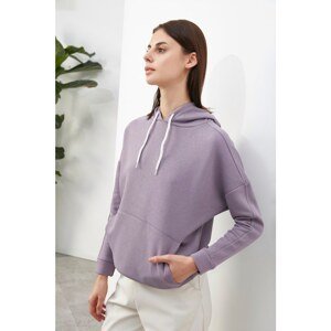 Trendyol Lilac Long Sleeve Hooded Knitted Sweatshirt