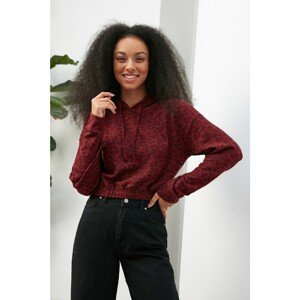 Trendyol Claret Red Long Sleeve Leopard Print Knitted Sweatshirt