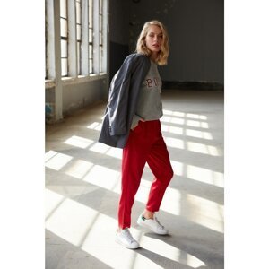 Trendyol Red Belted Woven Trousers