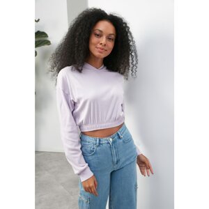 Trendyol Lilac Hooded Crop Slim Knitted Sweatshirt