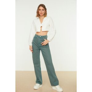 Trendyol Dark Green High Waist Wide Leg Jeans