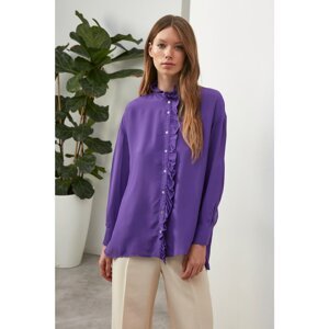 Trendyol Purple Long Sleeve Frilly Woven Shirt