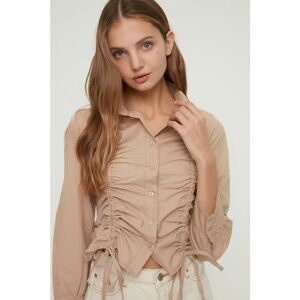 Trendyol Mink Shirred Shirt